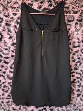 Black Sleeveless Zip-Front Women's Top - Express XS - Goth Alt Emo Classy Formal